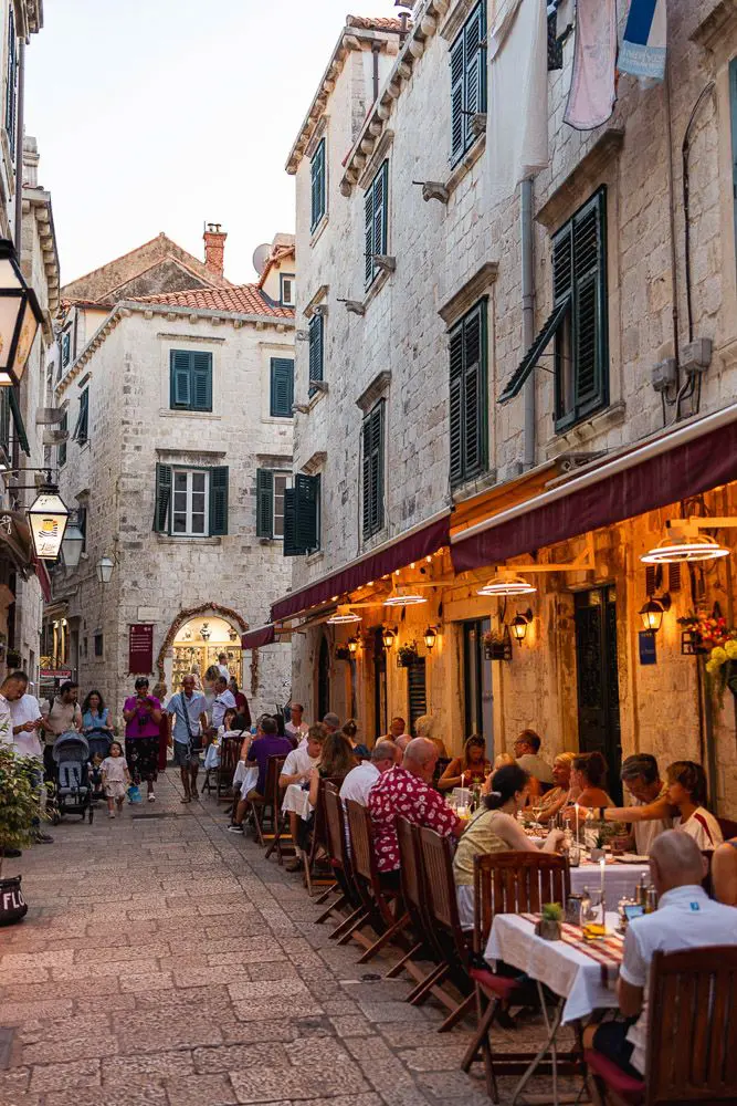 Charming street with outdoor dining.