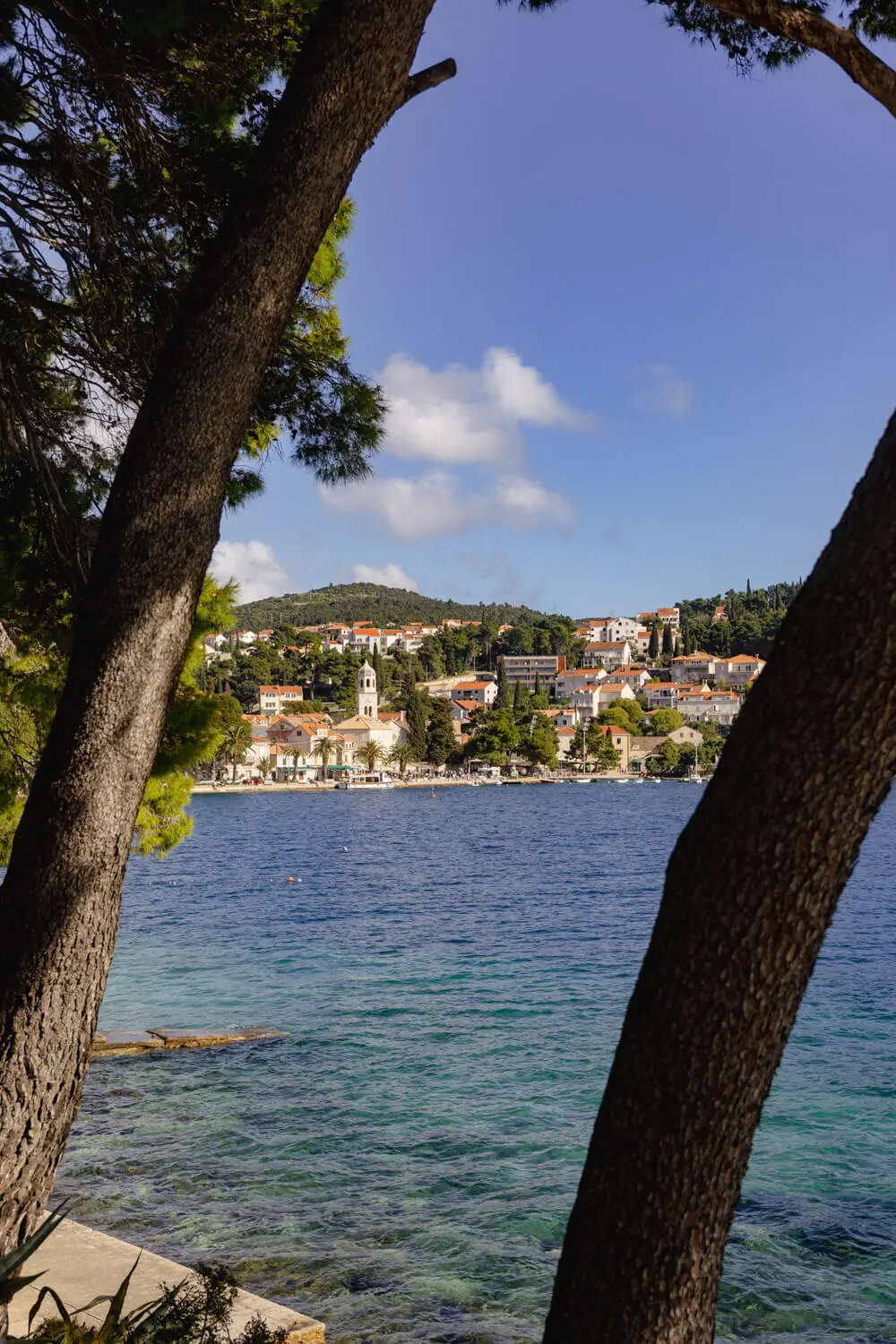 Cavtat Coastal town framed by trees