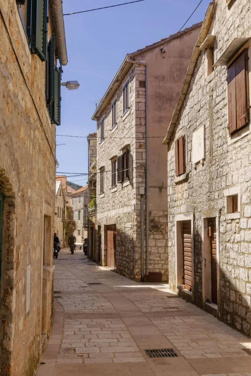 Narrow stone alley in a village