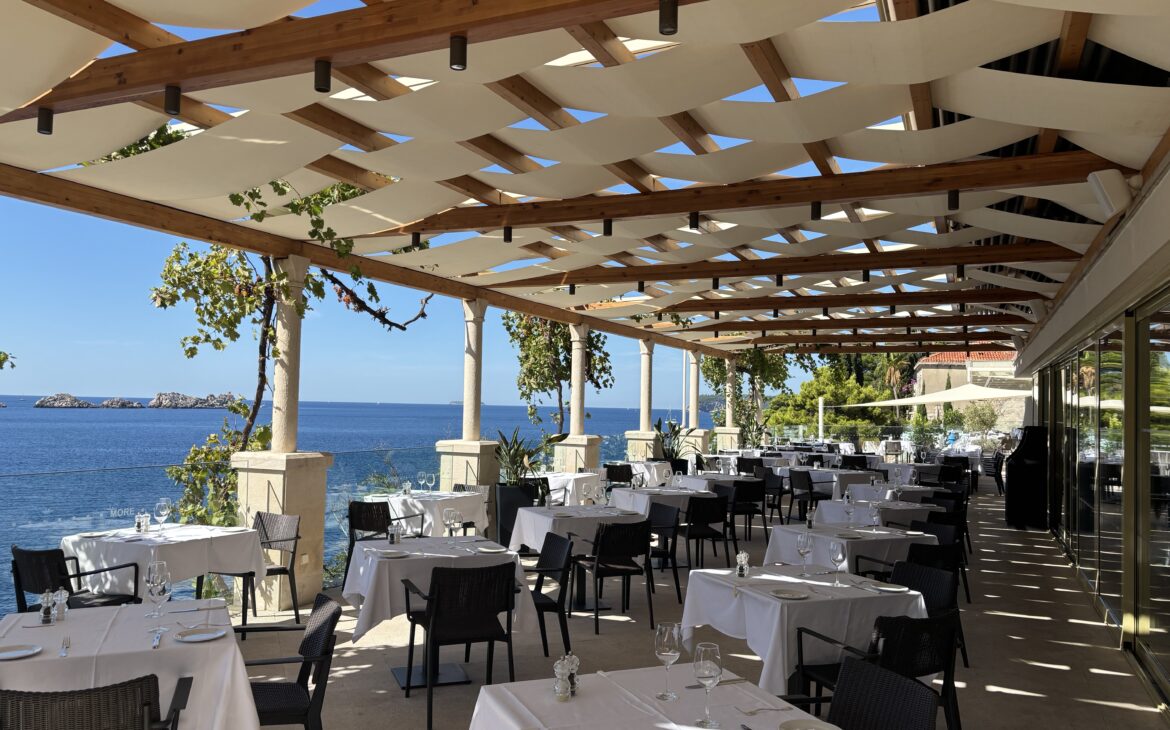 Outdoor restaurant with ocean view